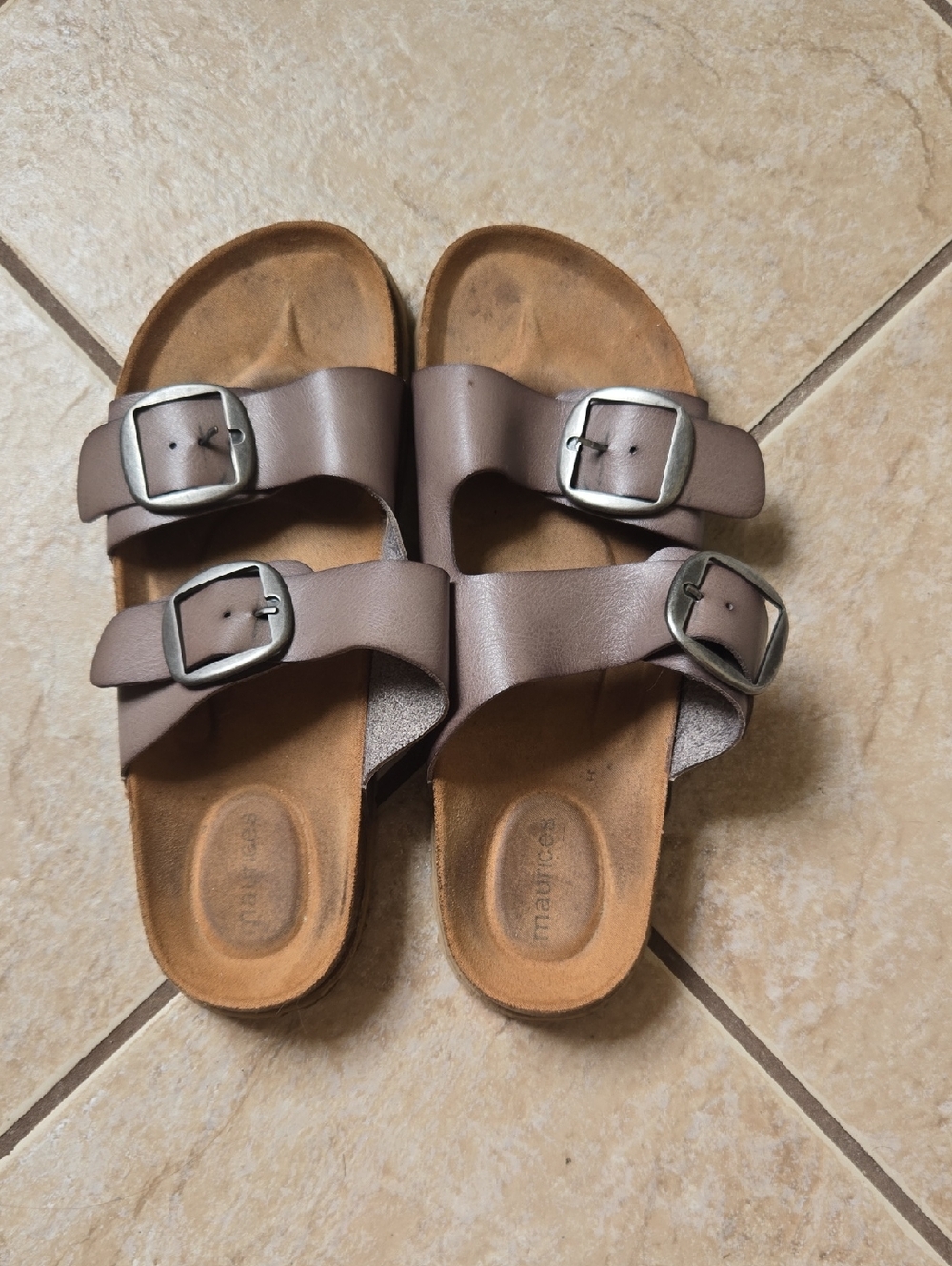 Maurices Taupe Suede-Look Footbed Slide